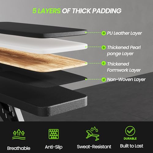 Adjustable Weight Bench for Home Gym, Foldable Workout Bench for Full Body Fitness Dumbbell Exercise, 600LBS Incline Decline Flat Bench with Resistance Bands for Strength Training - Image 6