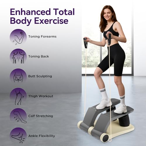 Air Stepper Exercise Machine with Resistance Bands, Stair Stepper with LCD Monitor, Adjustable Resistance Cardio Trainer for Home Workout, Compact Fitness Equipment, 300 lbs Weight Capacity - Image 5