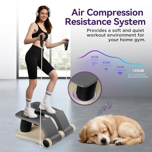 Air Stepper Exercise Machine with Resistance Bands, Stair Stepper with LCD Monitor, Adjustable Resistance Cardio Trainer for Home Workout, Compact Fitness Equipment, 300 lbs Weight Capacity - Image 6