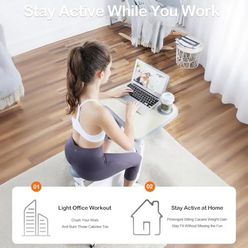 All-in-one Exercise Bike, Foldable Under Desk Bike,300LBS Heavy Duty for Work From Home Spin Bike with Adjustable Resistance/LCD Display/Seat/Desktop,Portable Stationary Bikes for Home - Image 6