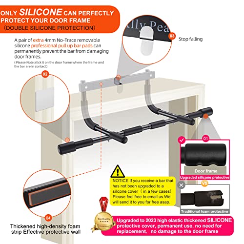 Ally Peaks Pull Up Bar for Doorway | Thickened Steel Max Limit 440 lbs Upper Body Fitness Workout Bar| Multi-Grip Strength for Doorway | Indoor Chin-Up Bar Fitness Trainer for Home Gym Portable - Image 4