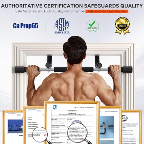 Ally Peaks Pull Up Bar for Doorway | Thickened Steel Max Limit 440 lbs Upper Body Fitness Workout Bar| Multi-Grip Strength for Doorway | Indoor Chin-Up Bar Fitness Trainer for Home Gym Portable - Image 6