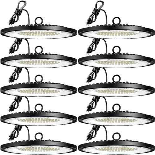 Amico 200W 10 Pack UFO LED High Bay Light 28,000lm 5000K LED High Bay Lights with UL Listed US Hook 5' Cable Alternative to 650W MH/HPS for Gym Factory Barn Warehouse - Image 2
