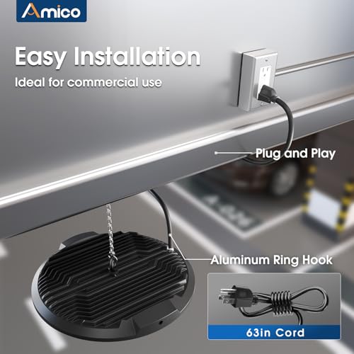 Amico 6 Pack UFO LED High Bay Light 200W 28,000lm 5000K with UL Listed US Hook 5' Cable Alternative to 650W MH/HPS for Gym Factory Barn Warehouse Lighting Fixture - Image 7