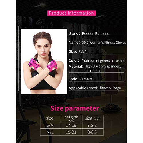 Anser 7150694 Woman Half Finger Girl Short Fingerless Gloves for Indoor Yoga Gym Fitness Body Building Training Outdoor Cycling Motorcycle Skate Skateboard Roller Skating Running Exercise - Image 5