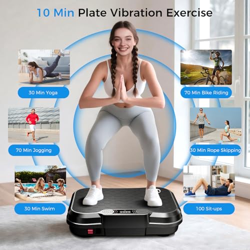 AoraPulse Vibration Plate Exercise Machine, Vibration Plate for Lymphatic Drainage Weight Loss, 400 Lbs Capacity Full Body Workout Vibrate Fitness Platform for Home Women Men - Image 3