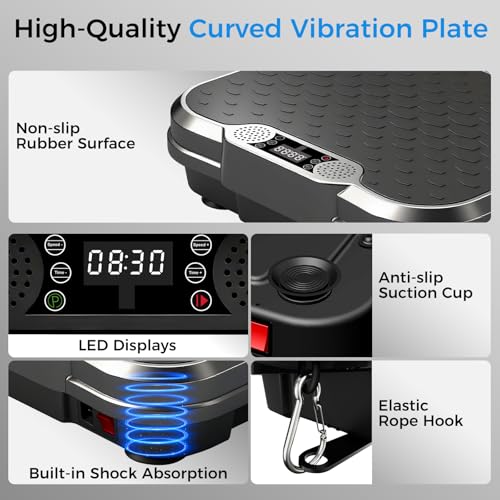 AoraPulse Vibration Plate Exercise Machine, Vibration Plate for Lymphatic Drainage Weight Loss, 400 Lbs Capacity Full Body Workout Vibrate Fitness Platform for Home Women Men - Image 5