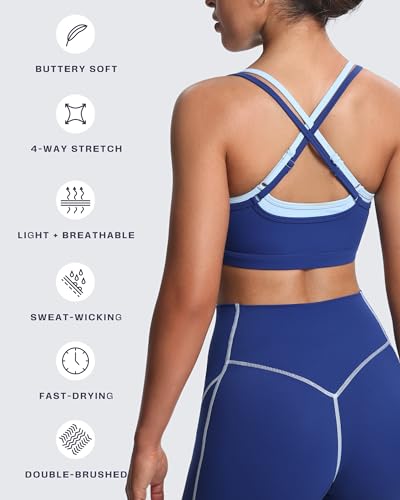 Aoxjox Women's Workout Sports Bras Takes Two Bra High Impact Training Fitness Running Yoga Crop Tank - Image 6