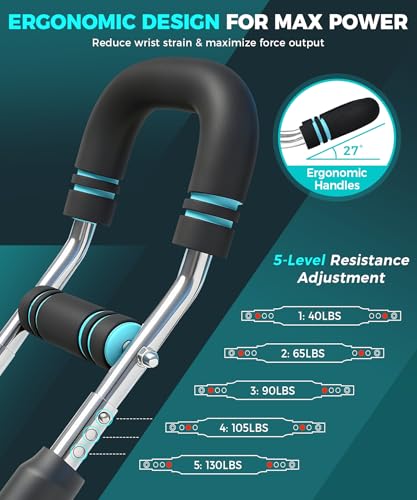 BAGAIL Twister Arm Trainer, 5 or 9 Level Resistance (30-140 lbs) for Chest & Arm Workout, All-in-One Home Gym Strength Training Equipment with Ergonomic Grips & Carry Bag for Men and Women - Image 3