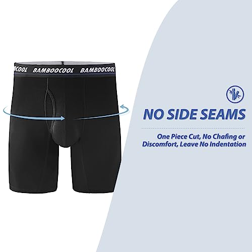 BAMBOO COOL Men's Long Boxer Briefs Performance Long Leg Sports Boxer Brief Underwear MultiPack - Image 4