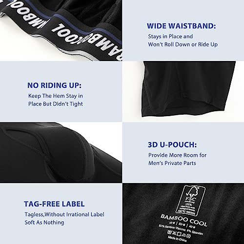 BAMBOO COOL Men's Long Boxer Briefs Performance Long Leg Sports Boxer Brief Underwear MultiPack - Image 6