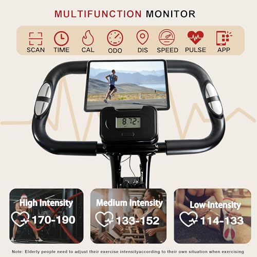 BARWING Stationary Exercise Bike for Home Workout, 5 IN 1 Foldable Indoor Cycling Bike for Seniors, 350LB Capacity, 16-Level Magnetic Resistance, Seat Backrest Adjustments - Image 4