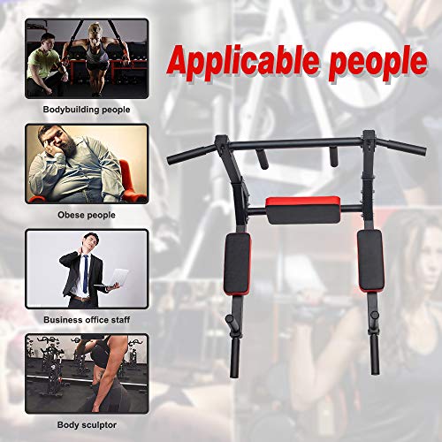 BESTHLS Wall Mounted Pull Up Bar and Dip Station, Heavy Duty Wall Mount Pull-up Chin Up Bar Multifunctional Home Gym Workout Indoor Exercise Equipment Support to 440 Lbs - Image 7