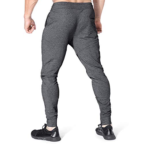 BROKIG Men Fitted Gym Sweatpants,Casual Slim Workout Jogger Pants with Zipper Pocket Bodybuilding Athletic Tapered Pants - Image 5