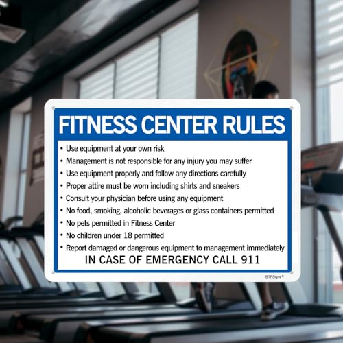 BTFSigns 8" x 12" Aluminum Sign Fitness Center Rules - Warning Metal Sign for GYM Indoor Outdoor - Image 6