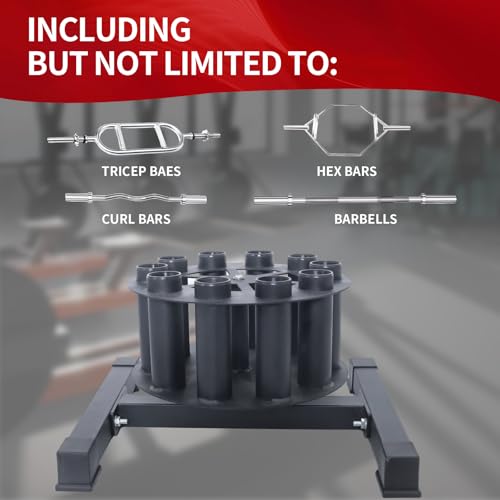 Barbell Holder Vertical Rotatable Barbell Rack Stand Holds 10 Bars Home Gym Barbell Storage Fit 2-Inch Olympic Bars, Curl Bars, Triceps Bars (huaban) - Image 4