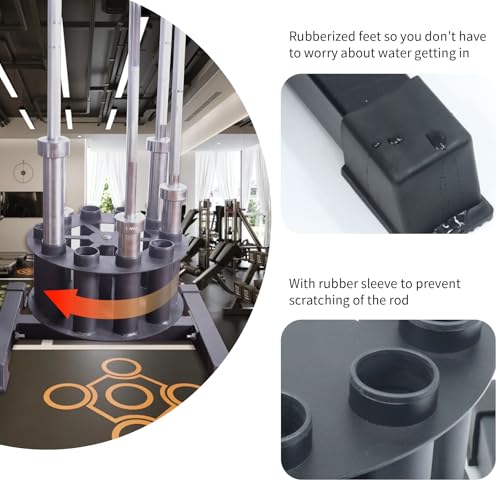 Barbell Holder Vertical Rotatable Barbell Rack Stand Holds 10 Bars Home Gym Barbell Storage Fit 2-Inch Olympic Bars, Curl Bars, Triceps Bars (huaban) - Image 5
