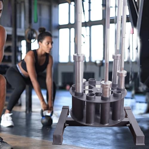 Barbell Holder Vertical Rotatable Barbell Rack Stand Holds 10 Bars Home Gym Barbell Storage Fit 2-Inch Olympic Bars, Curl Bars, Triceps Bars (huaban) - Image 7