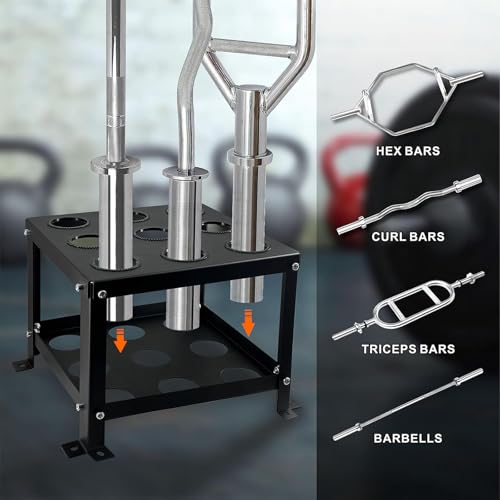 Barbell Holder Vertical Storage Rack, Heavy Duty Floor Stand Barbell Storage Rack, 9 Barbells Olympic Barbell Holder, Barbell Rack Stand Fit 2-inch Olympic Bars Olympic Bars, Curl Bars, Triceps Bars - Image 6