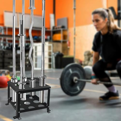 Barbell Holder Vertical Storage Rack, Heavy Duty Floor Stand Barbell Storage Rack, 9 Barbells Olympic Barbell Holder, Barbell Rack Stand Fit 2-inch Olympic Bars Olympic Bars, Curl Bars, Triceps Bars - Image 7