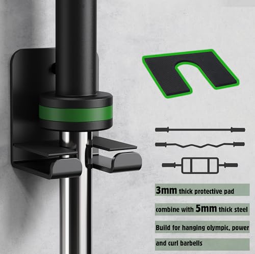 Barbell Rack Barbell Holder Wall Mount Barbell Storage Holder Olympic Bar Hanger for Home, Commercial, Garage Gym - Image 3