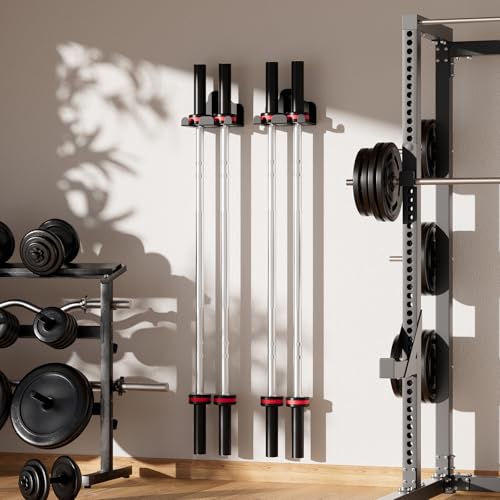 Barbell Wall Holder,Single Barbell wall Mount Hanger,Garage Gym Bar Wall Rack,Vertical Olympic Hanger wall Mount Rack,Space Saving Gym Accessory,Holds Under 33mm Bar Size(Black) - Image 7