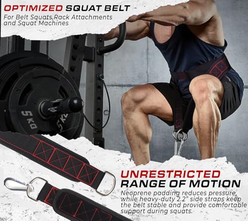 Belt for Belt Squats, Rack Attachment & Squat Machine, Weight Lifting&Powerlifting – Back Support, Low-Profile, Padded Hip & Thigh, Secure Buckle, Heavy Duty - Image 6