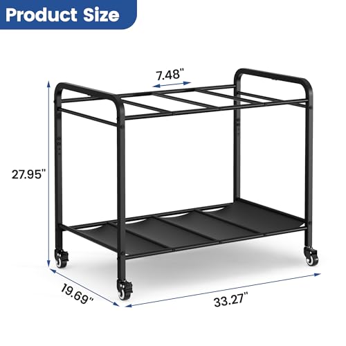 Black Yoga Mat Storage Rack Basket with Wheels, Floor-Standing Metal Yoga Mat Cart Workout Equipment for Foam Roller Dumbbells Kettlebells,in Gym,Fitness Classes, Yoga Studio & Home Gym - Image 6