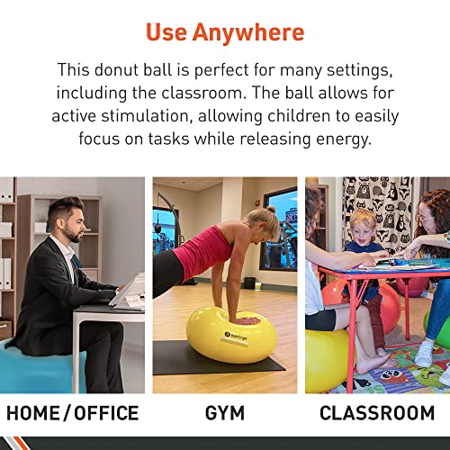 Body Sport Donut Ball – Durable, Inflatable Exercise Ball for Balance & Stability Training, Yoga, & Pilates Workouts – Use in Home, Office, Gym, or Classroom - Image 6