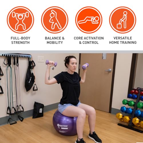 Body Sport Exercise Ball with Pump for Home, Gym, Balance, Stability, Pilates, Core Strength, Stretching, Yoga, Fitness Facilities, Desk Chairs - Image 6