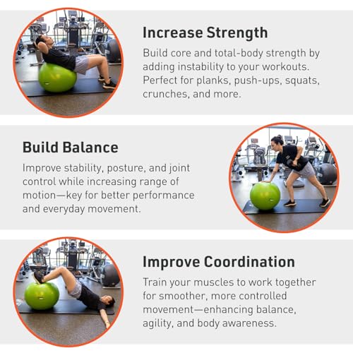 Body Sport Exercise Ball with Pump for Home, Gym, Balance, Stability, Pilates, Core Strength, Stretching, Yoga, Fitness Facilities, Desk Chairs - Image 4
