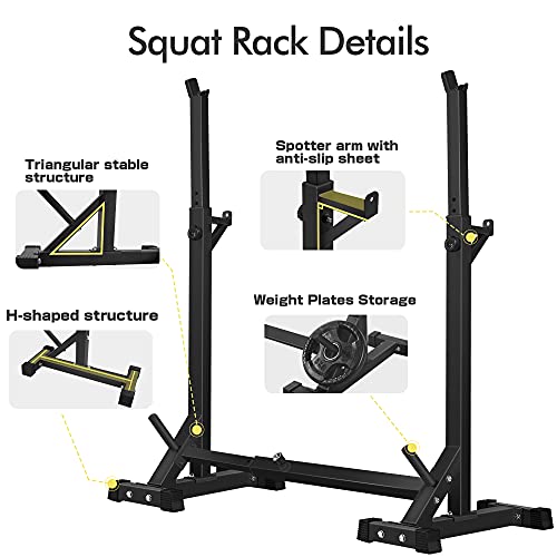 CANPA Adjustable Squat Rack Stand Multi-Function Barbell Rack Weight Lifting Gym Dumbbell Racks Home Gym Bench Press Rack Dumbbell Racks Stands 600Lbs - Image 3