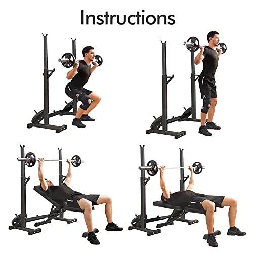 CANPA Adjustable Squat Rack Stand Multi-Function Barbell Rack Weight Lifting Gym Dumbbell Racks Home Gym Bench Press Rack Dumbbell Racks Stands 600Lbs - Image 6