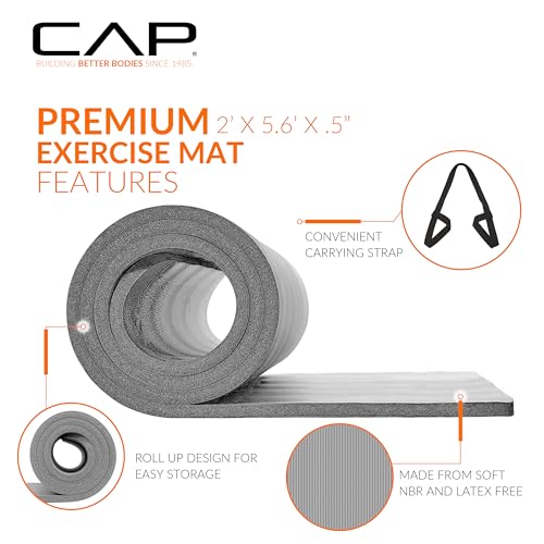 CAP Barbell 1/2-Inch High Density Exercise Yoga Mat with Strap | Multiple Options - Image 4