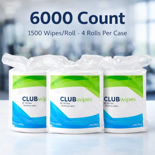 CLUBwipes Gym Equipment Wipes Refill Rolls – 6000 Bulk Sanitizing Wipes for Fitness Centers, Gyms & Wellness Facilities – Commercial Cleaning Wipes for Gym Equipment – 4 x 1500 Roll Refill Pack - Image 6