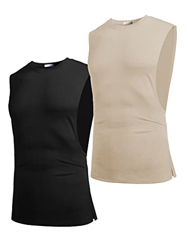 COOFANDY Men Workout Tank Top 2 Pack Gym Bodybuilding Sleeveless Muscle T Shirts - Image 5