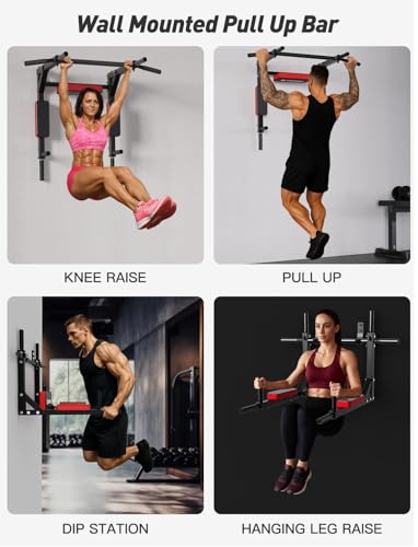 CRYSTAL FIT Multifunctional Wall Mounted Pull Up Bar, Chin Up Bar and Dip Station, Heavy Duty Steel Supports to 440 Lbs, Home Gym Workout Indoor Power Tower Set Training Equipment Fitness - Image 3