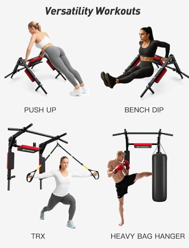 CRYSTAL FIT Multifunctional Wall Mounted Pull Up Bar, Chin Up Bar and Dip Station, Heavy Duty Steel Supports to 440 Lbs, Home Gym Workout Indoor Power Tower Set Training Equipment Fitness - Image 4