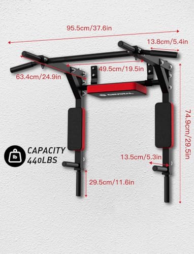 CRYSTAL FIT Multifunctional Wall Mounted Pull Up Bar, Chin Up Bar and Dip Station, Heavy Duty Steel Supports to 440 Lbs, Home Gym Workout Indoor Power Tower Set Training Equipment Fitness - Image 6