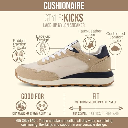 CUSHIONAIRE Women's Kicks lace up Nylon Sneaker +Comfort Foam, Wide Widths Available - Image 5