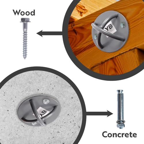 Ceiling Hooks - Industrial Strength Hold Up to 600 lbs, Includes Anchors & Bolts Yoga Starter Set - Suitable for Gym Rings, Suspensions, Indoor/Outdoor Use - Image 4