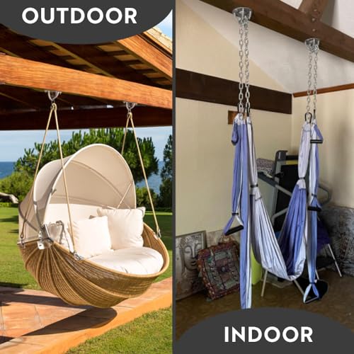 Ceiling Hooks - Industrial Strength Hold Up to 600 lbs, Includes Anchors & Bolts Yoga Starter Set - Suitable for Gym Rings, Suspensions, Indoor/Outdoor Use - Image 5