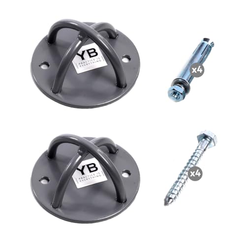 Ceiling Hooks - Industrial Strength Hold Up to 600 lbs, Includes Anchors & Bolts Yoga Starter Set - Suitable for Gym Rings, Suspensions, Indoor/Outdoor Use