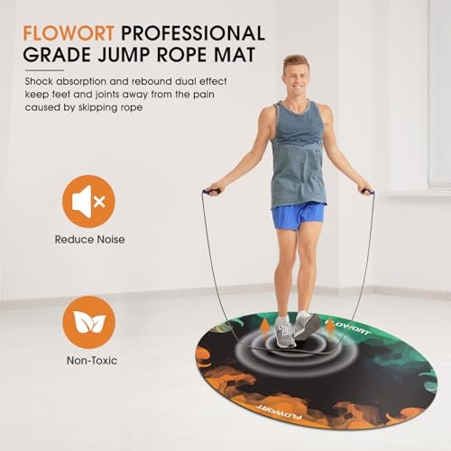 Cheete Jump Rope Mat Large Rubber Exercise Mat Indoor Outdoor Shock Absorbing Mat Non-Slip Oval Design for Floor & Rope Protection, Workout Mats for Home Gym Flooring - Image 3