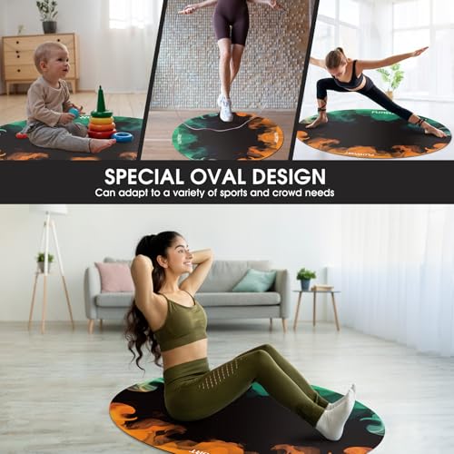 Cheete Jump Rope Mat Large Rubber Exercise Mat Indoor Outdoor Shock Absorbing Mat Non-Slip Oval Design for Floor & Rope Protection, Workout Mats for Home Gym Flooring - Image 6