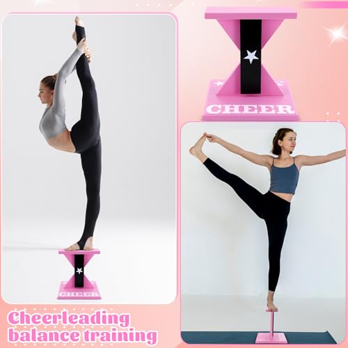 Chunful Cheerleading Balance Trainer 12.2 x 13.19 Inch Wood Wooden Cheer Stunt Training Stand Equipment Cheer Flyer Stand for Flexibility Core Strength and Coordination Training - Image 6