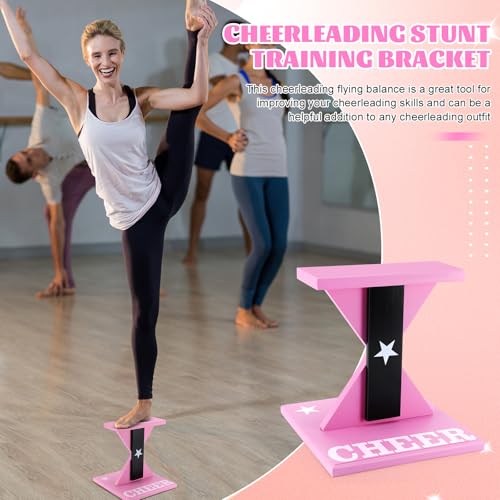 Chunful Cheerleading Balance Trainer 12.2 x 13.19 Inch Wood Wooden Cheer Stunt Training Stand Equipment Cheer Flyer Stand for Flexibility Core Strength and Coordination Training - Image 7