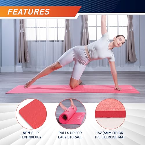 Circuit Fitness by Marcy Non-Slip Multi-Purpose Exercise Yoga Mats with Carrying Strap Multi-Thickness, Multi-Color Options - Image 5