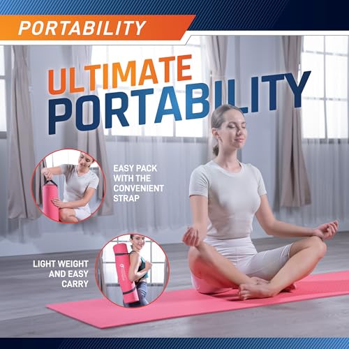 Circuit Fitness by Marcy Non-Slip Multi-Purpose Exercise Yoga Mats with Carrying Strap Multi-Thickness, Multi-Color Options - Image 7