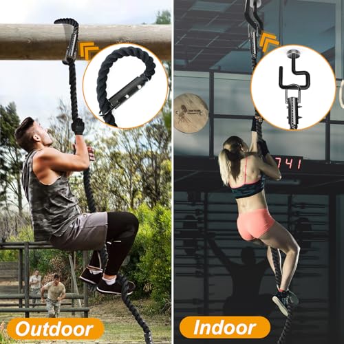 Climbing Rope 1.5 Inch Diameter 10/15 / 20/30 Feet Length Gym Climbing Rope for Workout Fitness & Strength Training, Gym Rope, Exercise Climbing Rope in Black for Adults Outdoor & Indoor - Image 3